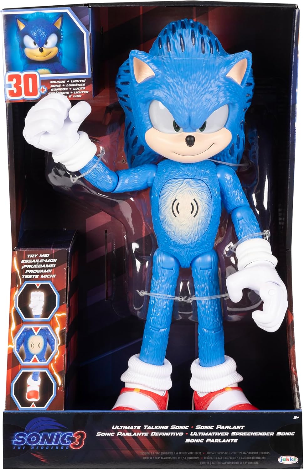 Figura Sonic 12 Ultimate, Sonic, 30+ Frases, Ojos y Espinas Lumin.