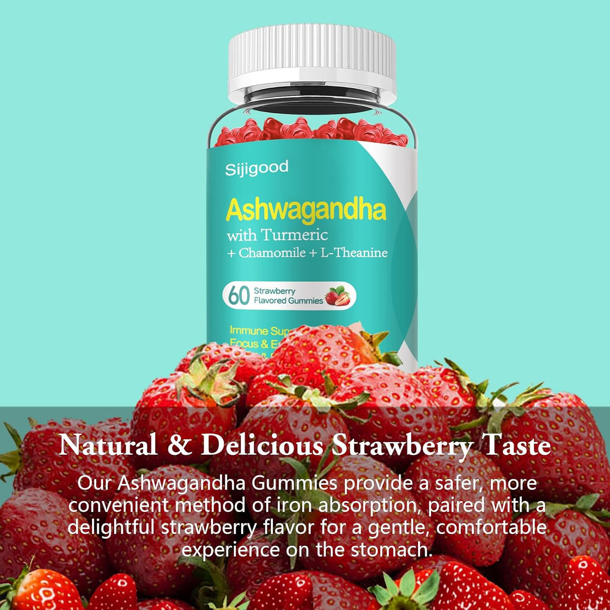 Gomitas Ashwagandha 3000mg con L-theanina - 2 Paquetes 120 Uds