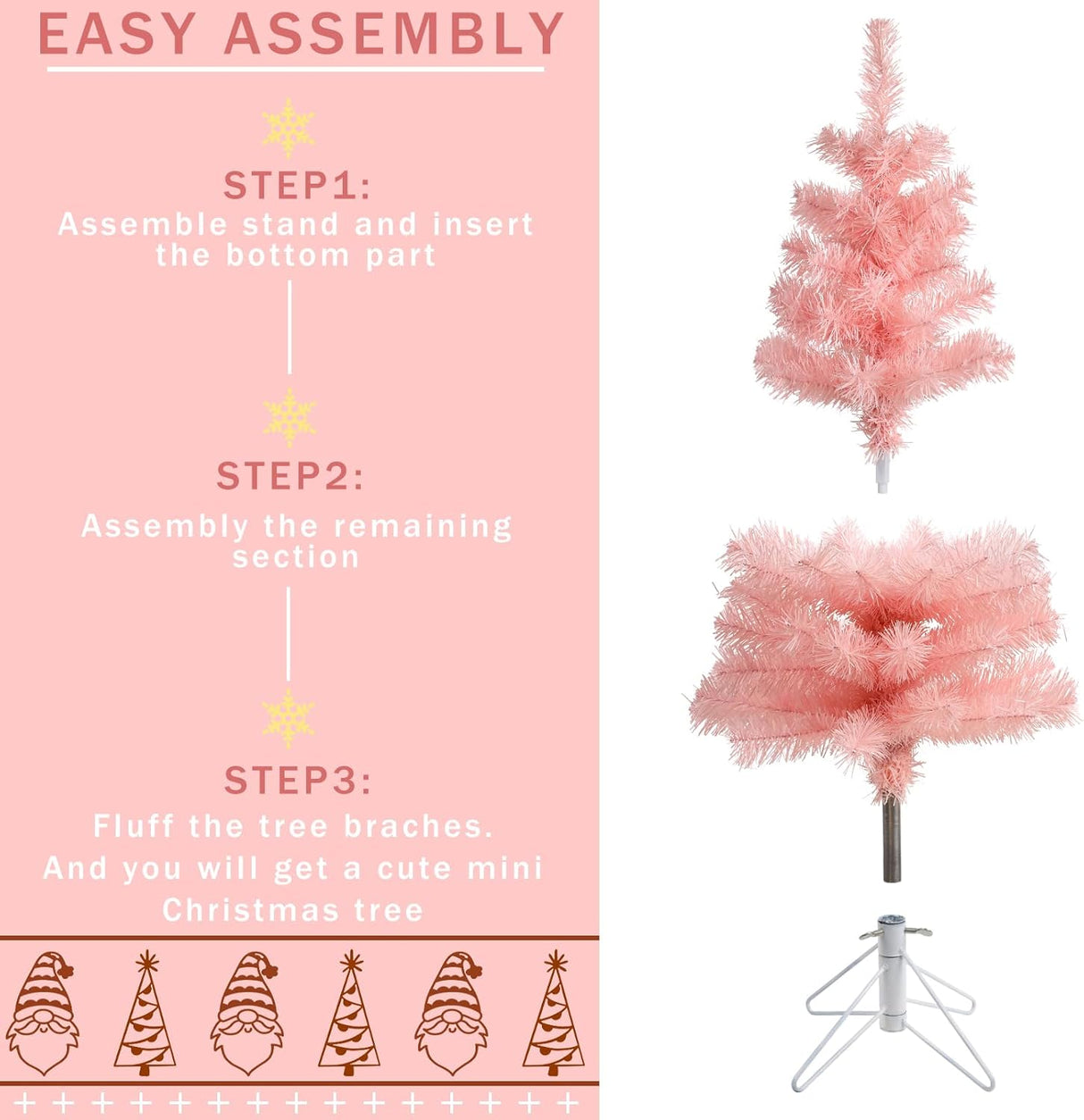 Árbol de Navidad Artificial de Mesa, Plegable con Soporte Metálico
