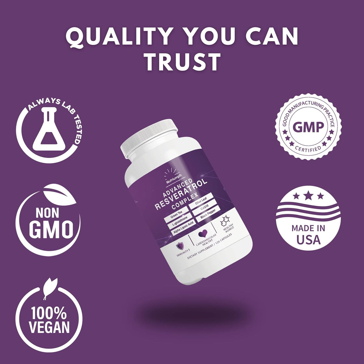 Suplemento Complejo avanzado de resveratrol con CoQ10 120 un