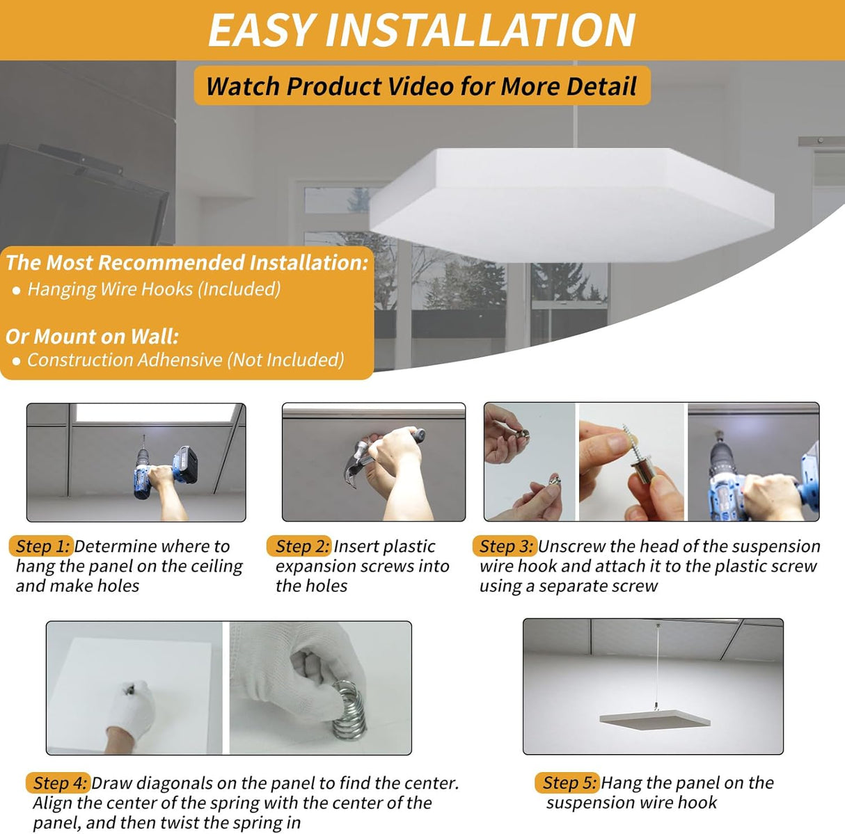 Paneles Acústicos TroyStudio 14.2x12.4 Pulgadas Hexagonales