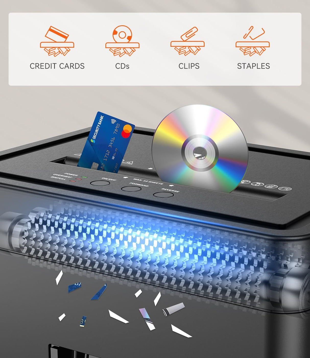 Destructora de Papel Alta Seguridad Micro-Corte P-4/12 Hojas