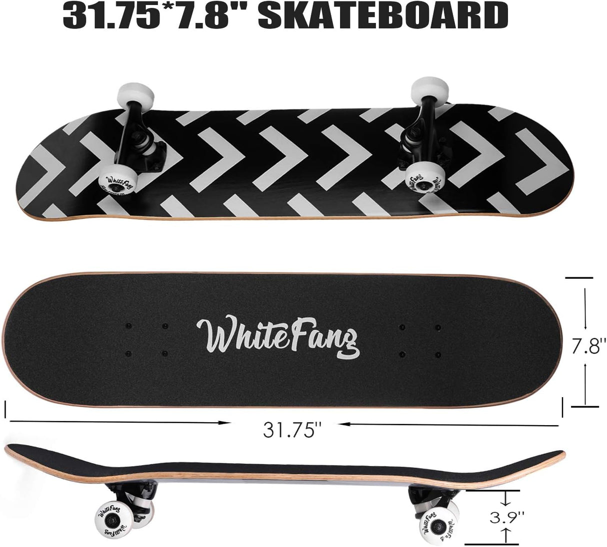 Patineta completa para principiantes, 7 capas de arce, 31 x 7.88