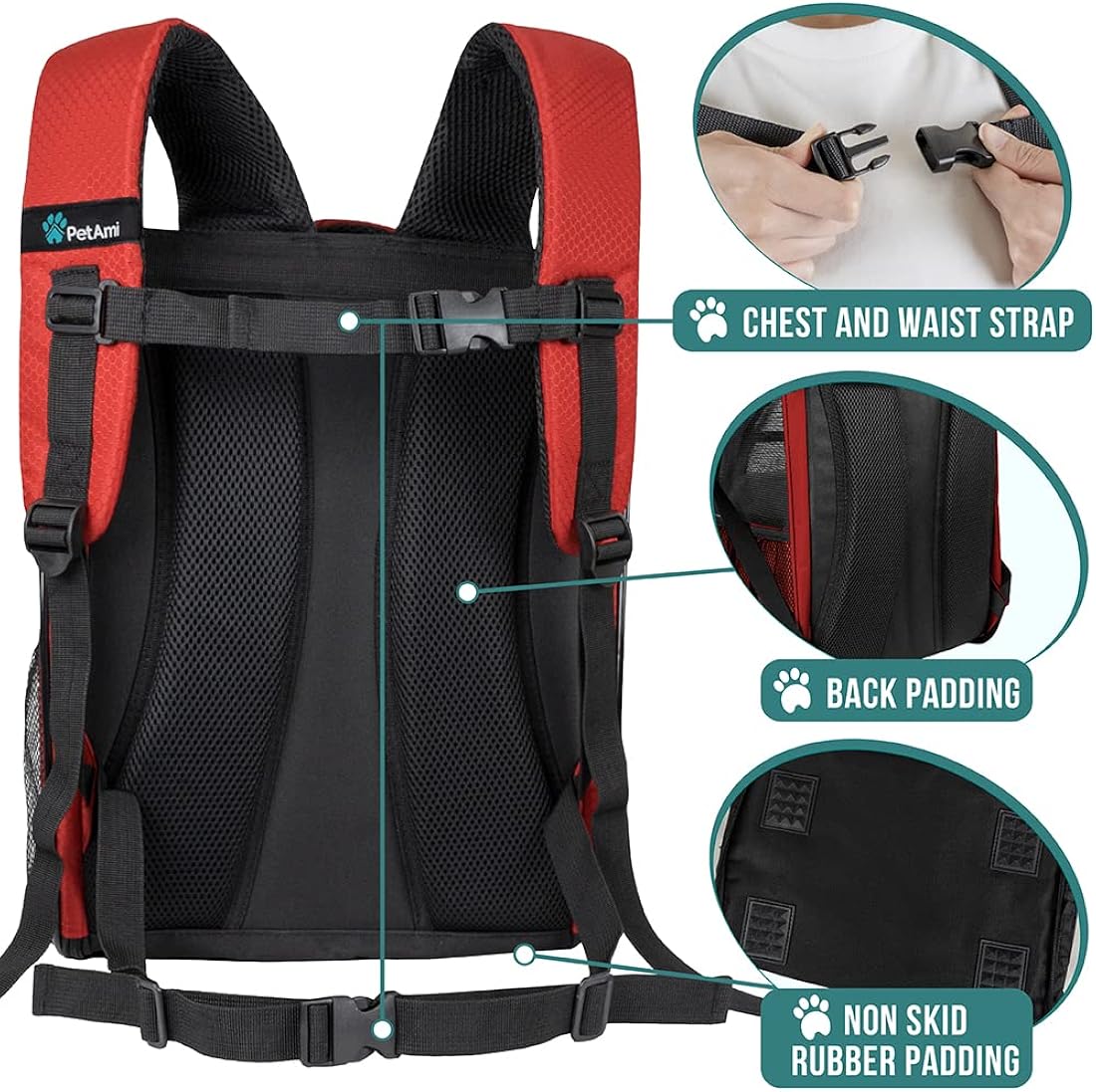 Mochila de lujo para gatos diseño ventilado rojo
