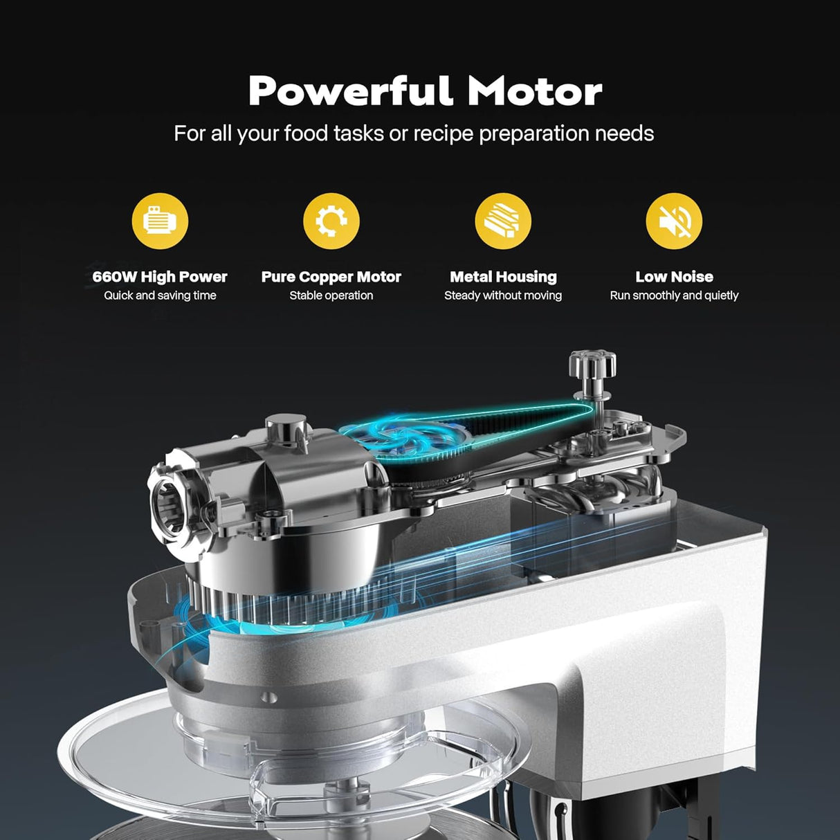 Batidora Multifuncional VIVOHOME 6 en 1 8.5qt 660W 10 Velocidades