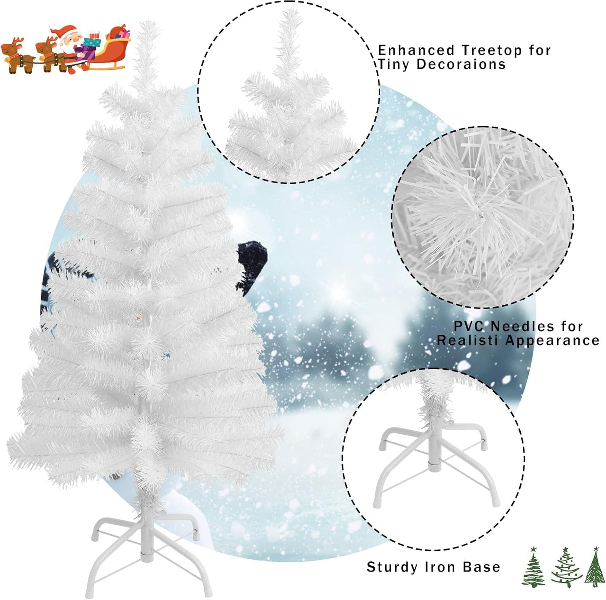 Árbol de Navidad artificial de mesa, 130 puntas, modelo 3Ft