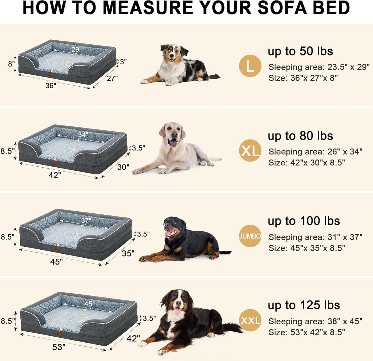 Cama para Perro Grande de Espuma, Antideslizante, Modelo L