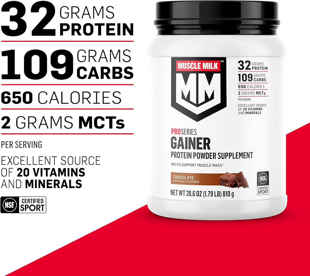 Proteína en polvo Muscle Milk Gainer, 32g, 5 lb