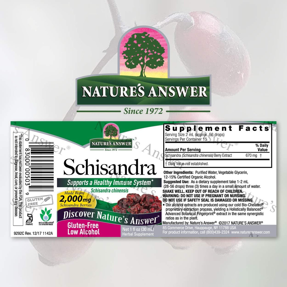 Natures Answer Schisandra Extracto de bayas con alcohol