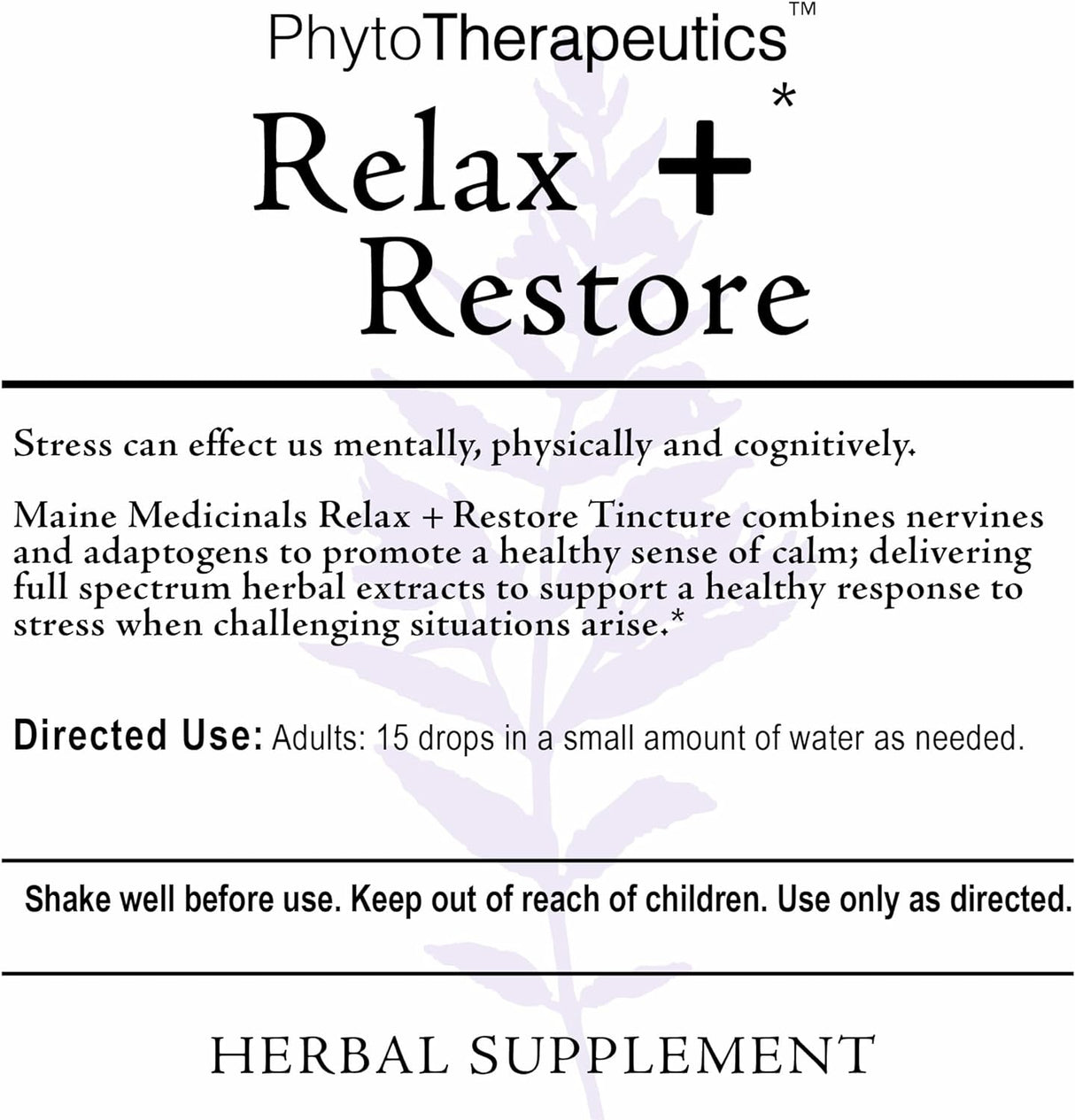 Suplemento Relax + Restore Tintura Herbal Stress Support