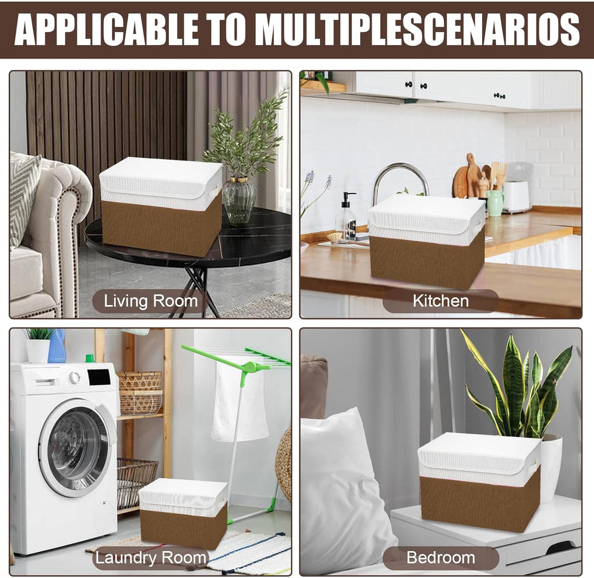 Cesta organizadora plegable de tela, 22 cuartos, tapa abatible