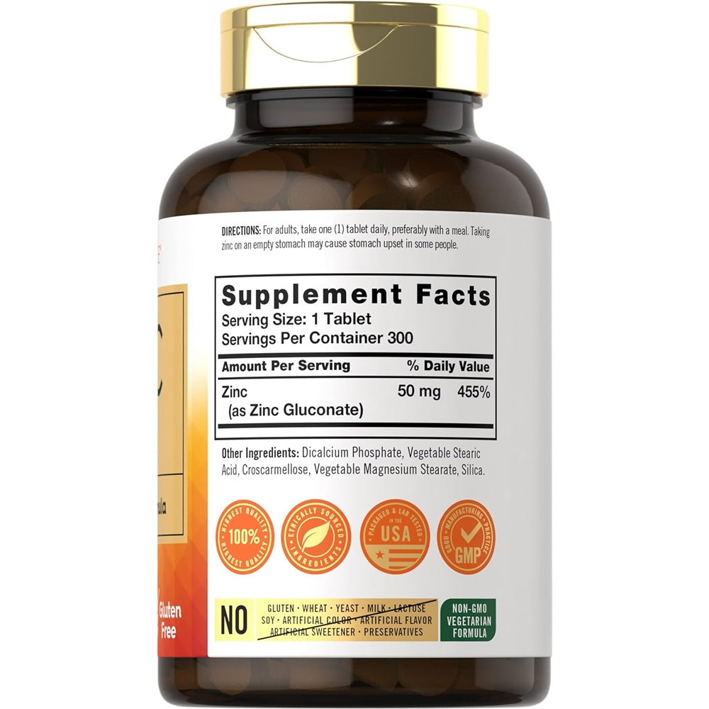 Suplementos Zinc 50mg 300 comprimidos vegetariano