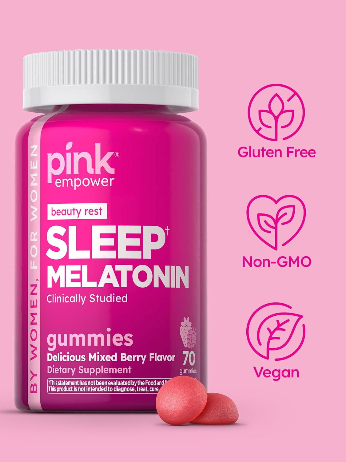 PINK Gomitas de 10 mg Potencia máxima Veganas sin OMG bayas