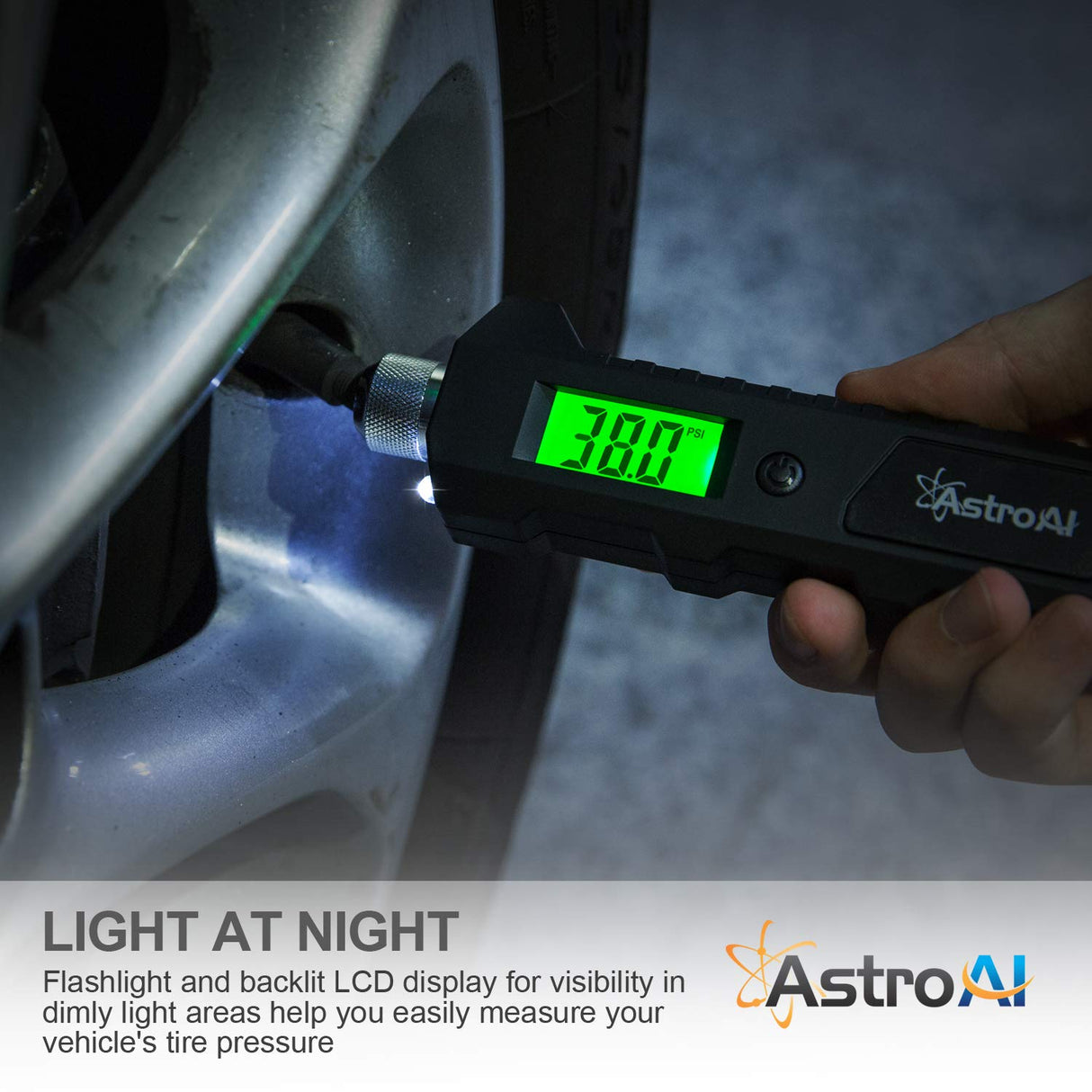 Medidor digital de presión de neumáticos con linterna LCD