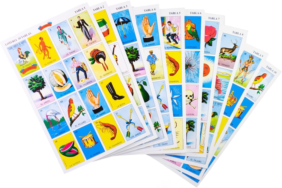 Juego de Lotería Mexicana Don Clemente, 10 Tablas Ilustradas