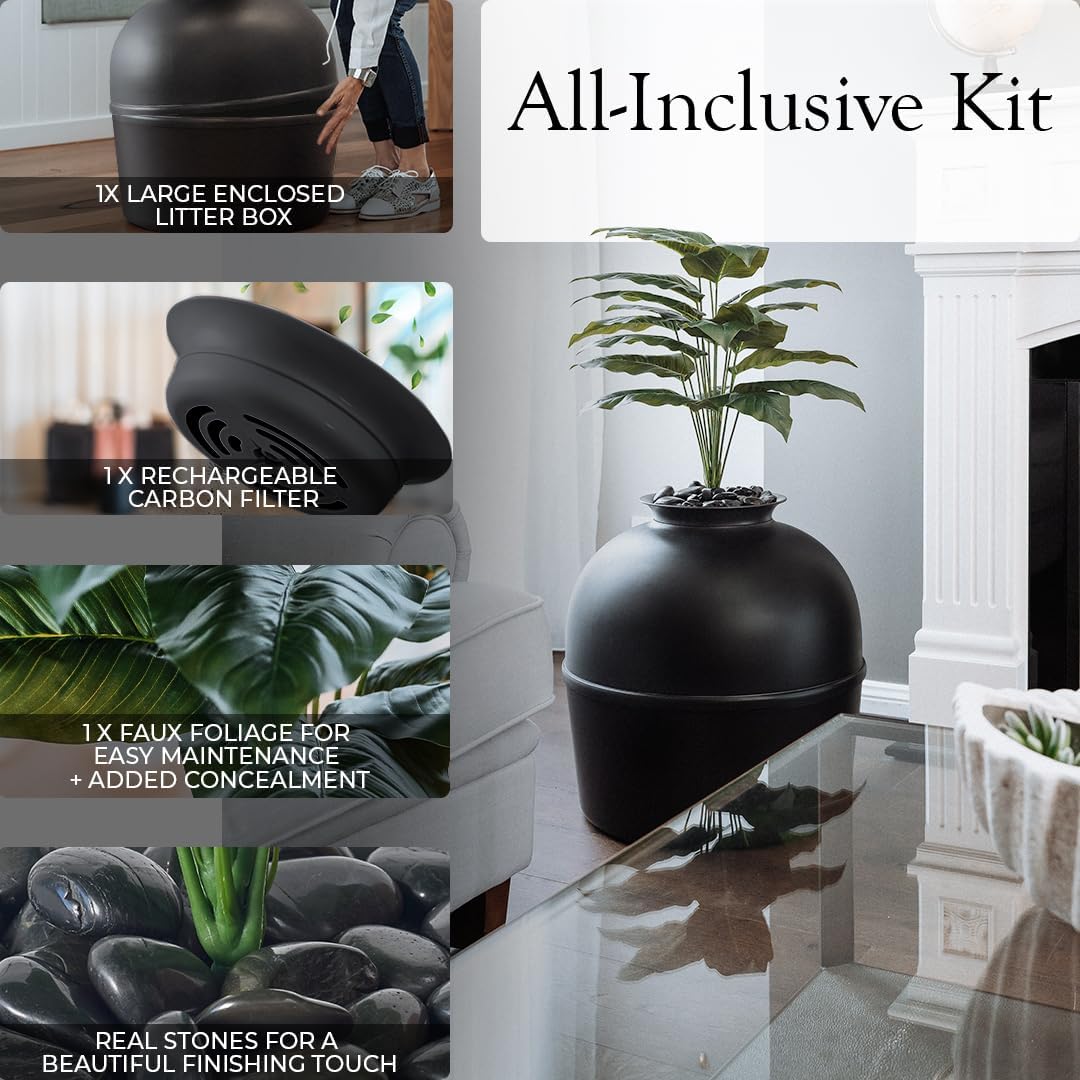 Caja de Arena Secreta con Filtro de Carbón y Planta Artificial