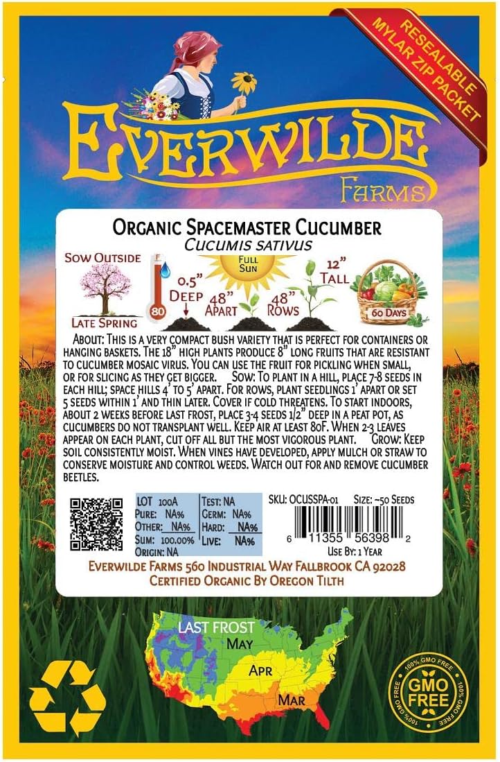 Semillas de pepino orgánico Spacemaster - Everwild Farms