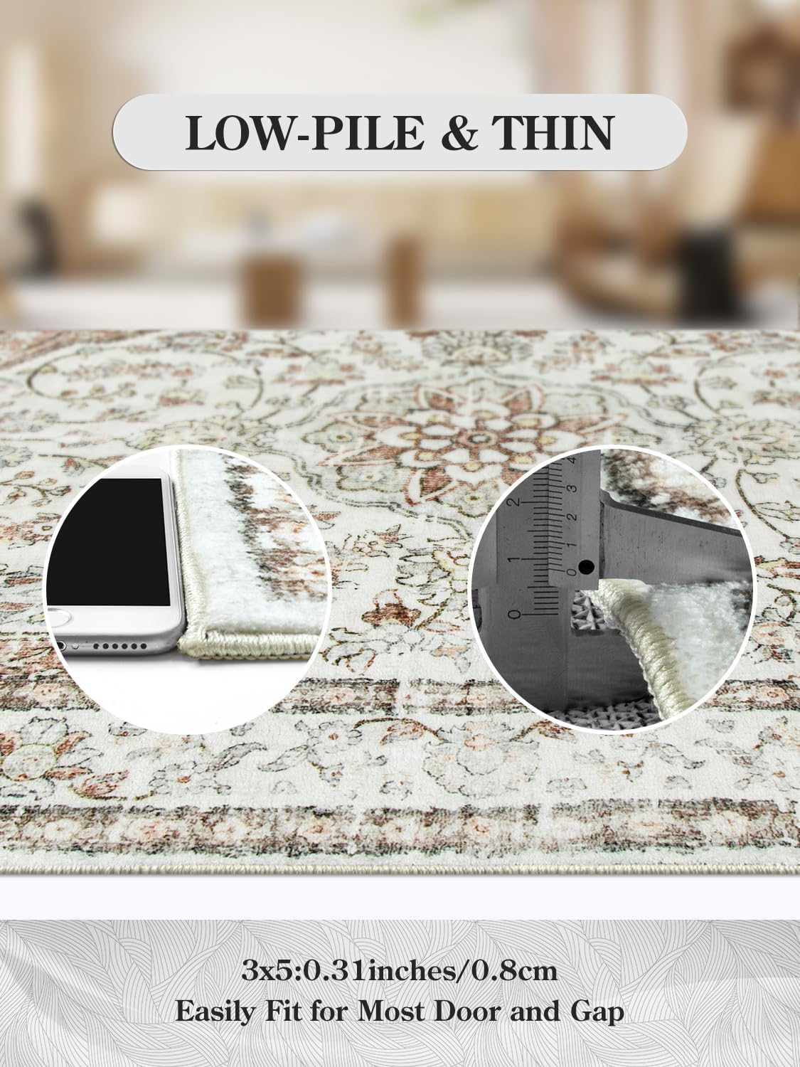 Alfombra tradicional oriental de 3 x 5, Terracota Lahome