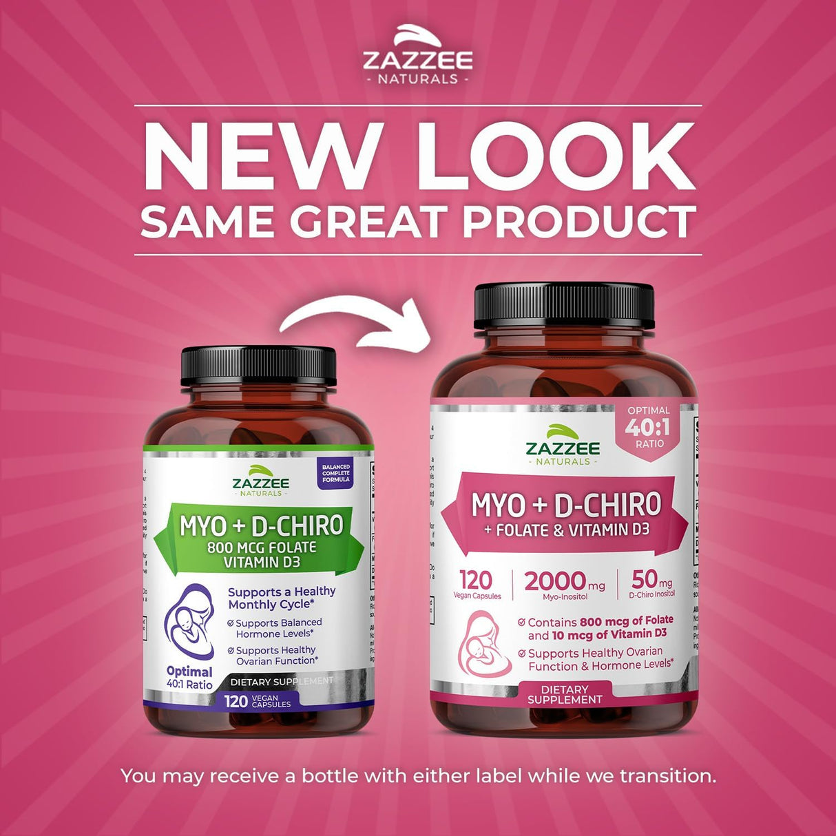 Zazzee Inositol + D-Chiro + Folate + D3 Vegan 30 días