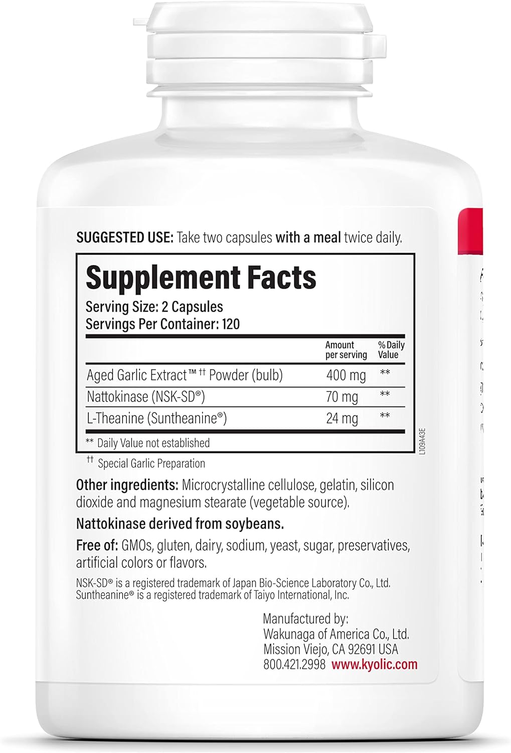 Fórmula 109 de extracto de ajo envejecido salud arterial