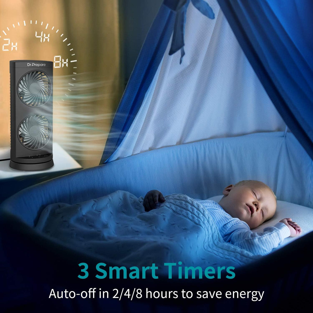 Ventilador Oscilante Portátil 3 Velocidades, 110° Oscilación