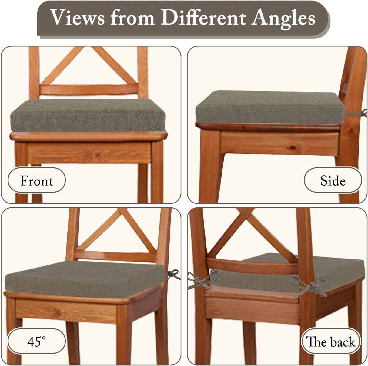 Cojines para Sillas de Comedor Cozyide, 4 Pack, Antideslizantes