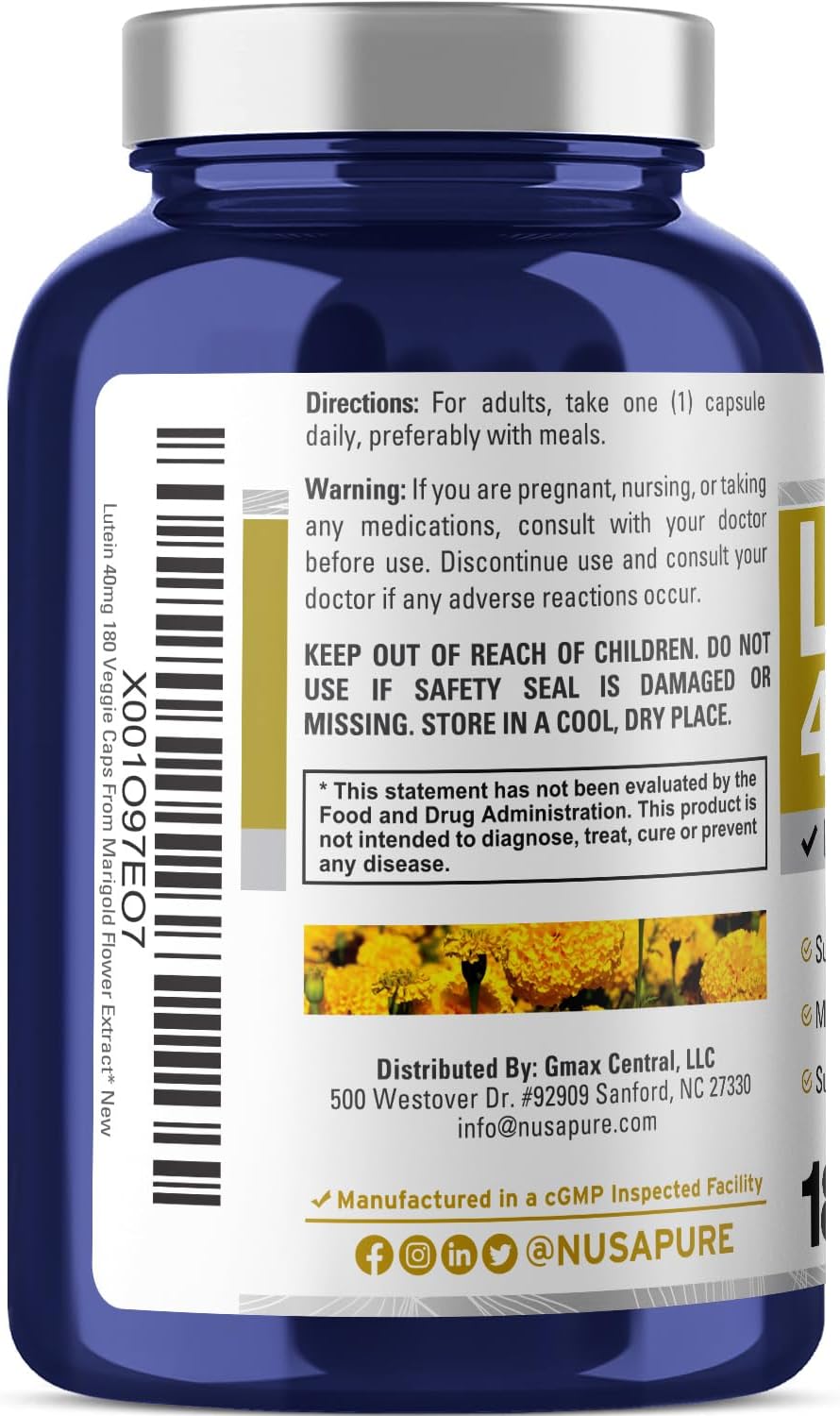 NusasPure Luteín 40mg 180 Cápsulas Veganas No GMO