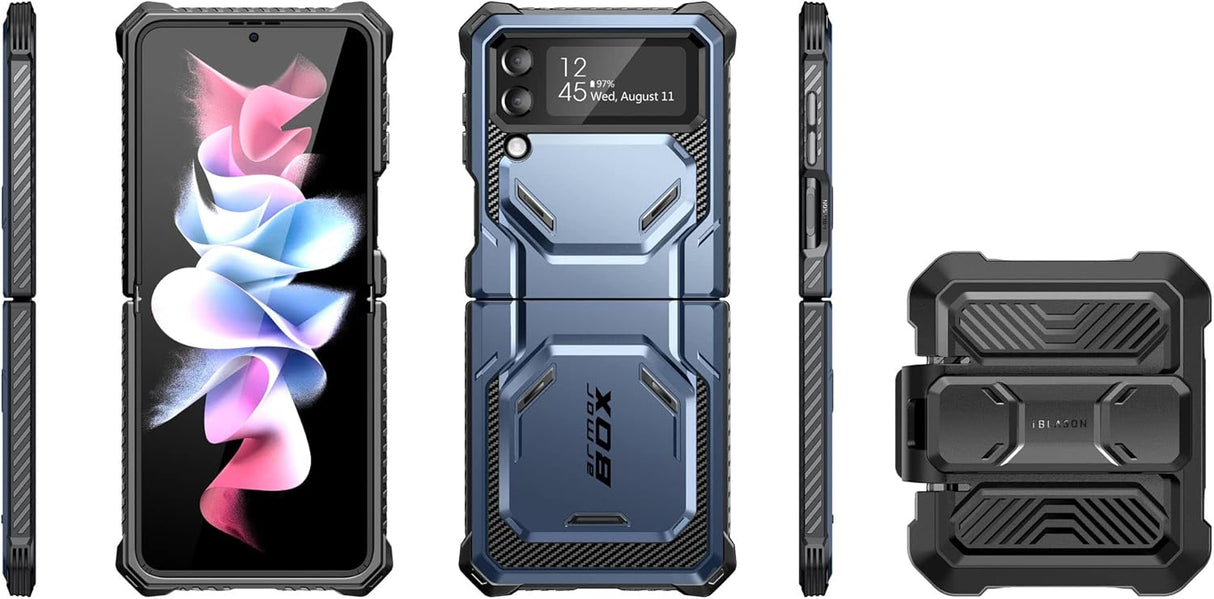 i-Blason Armorbox Series - Funda resistente para Samsung Galaxy Z Flip 4 5G (2022), con reducción de golpes y parachoques (inclinación)