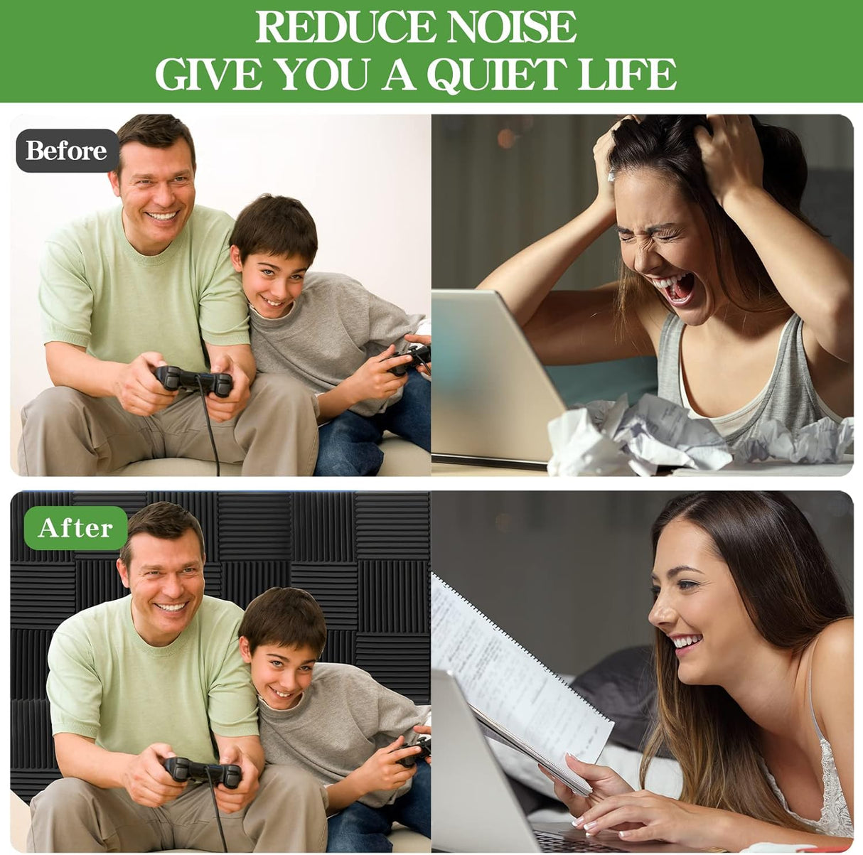 Paneles Acústicos Autoadhesivos 24 Pck, Alta Densidad 2 x 12