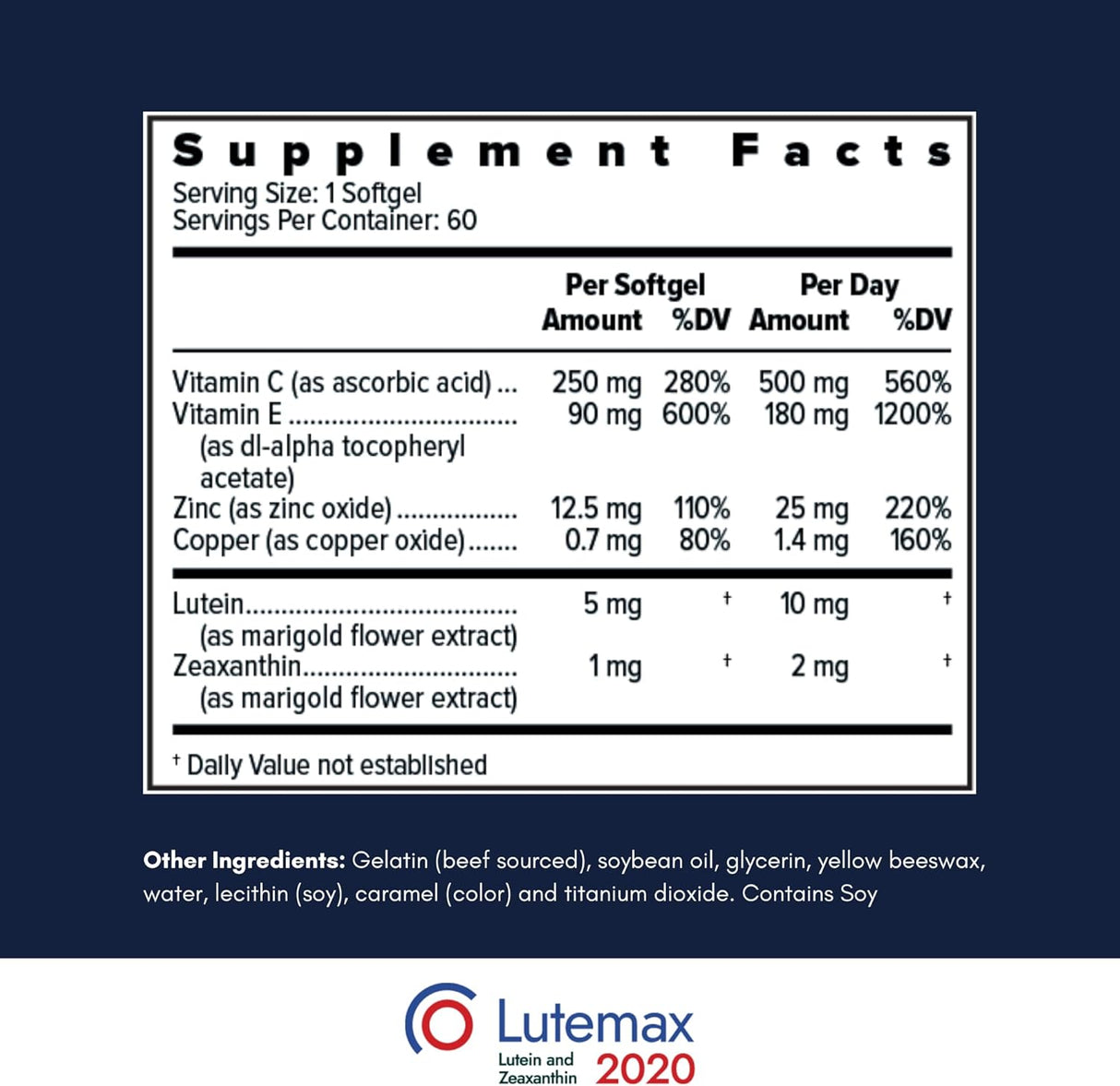 Suplemento mineral AREDS2 para ojos - Fórmula baja en zinc