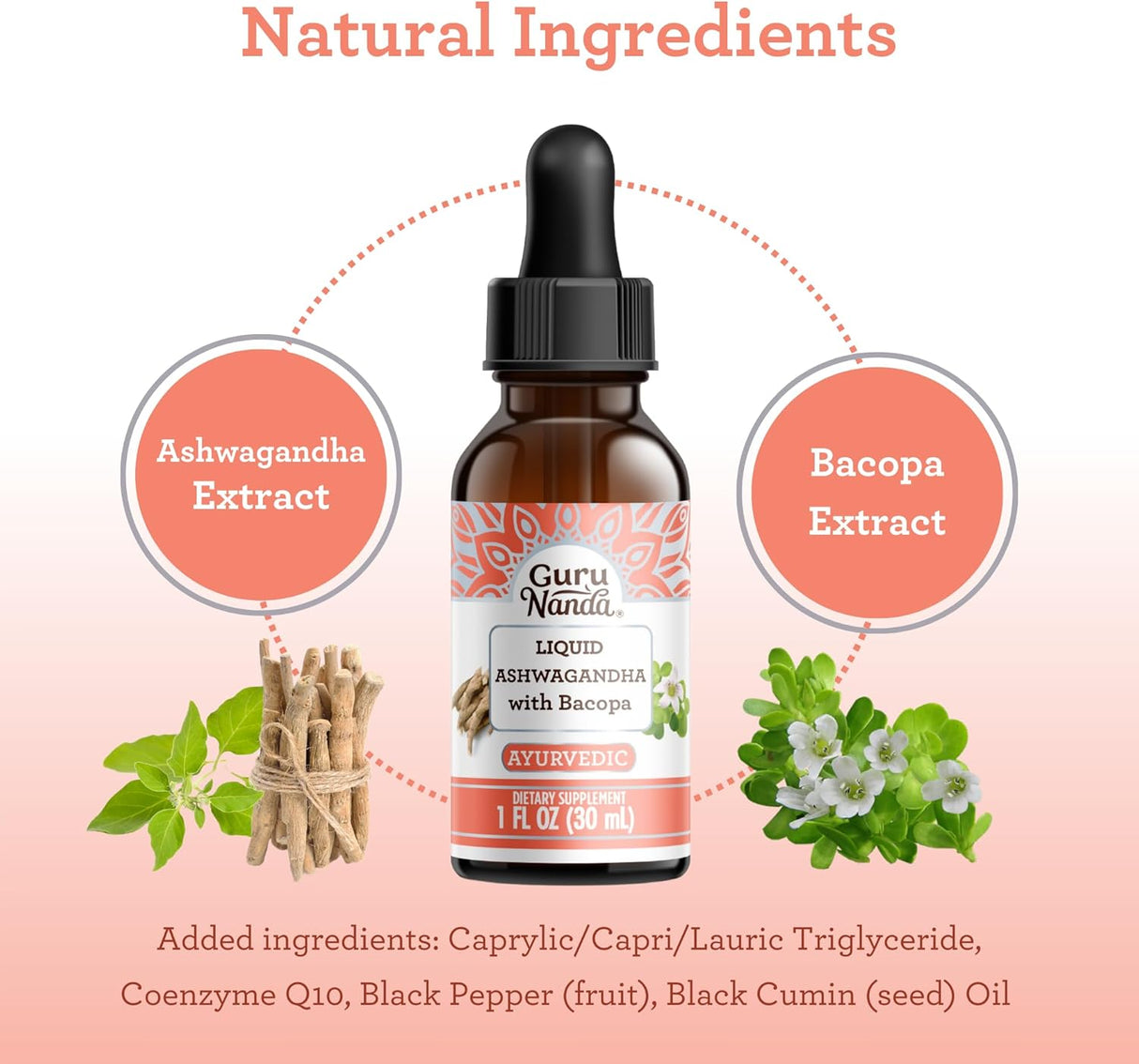 Extracto Líquido de Ashwagandha, GuruNanda, 1 Fl Oz, Vegano