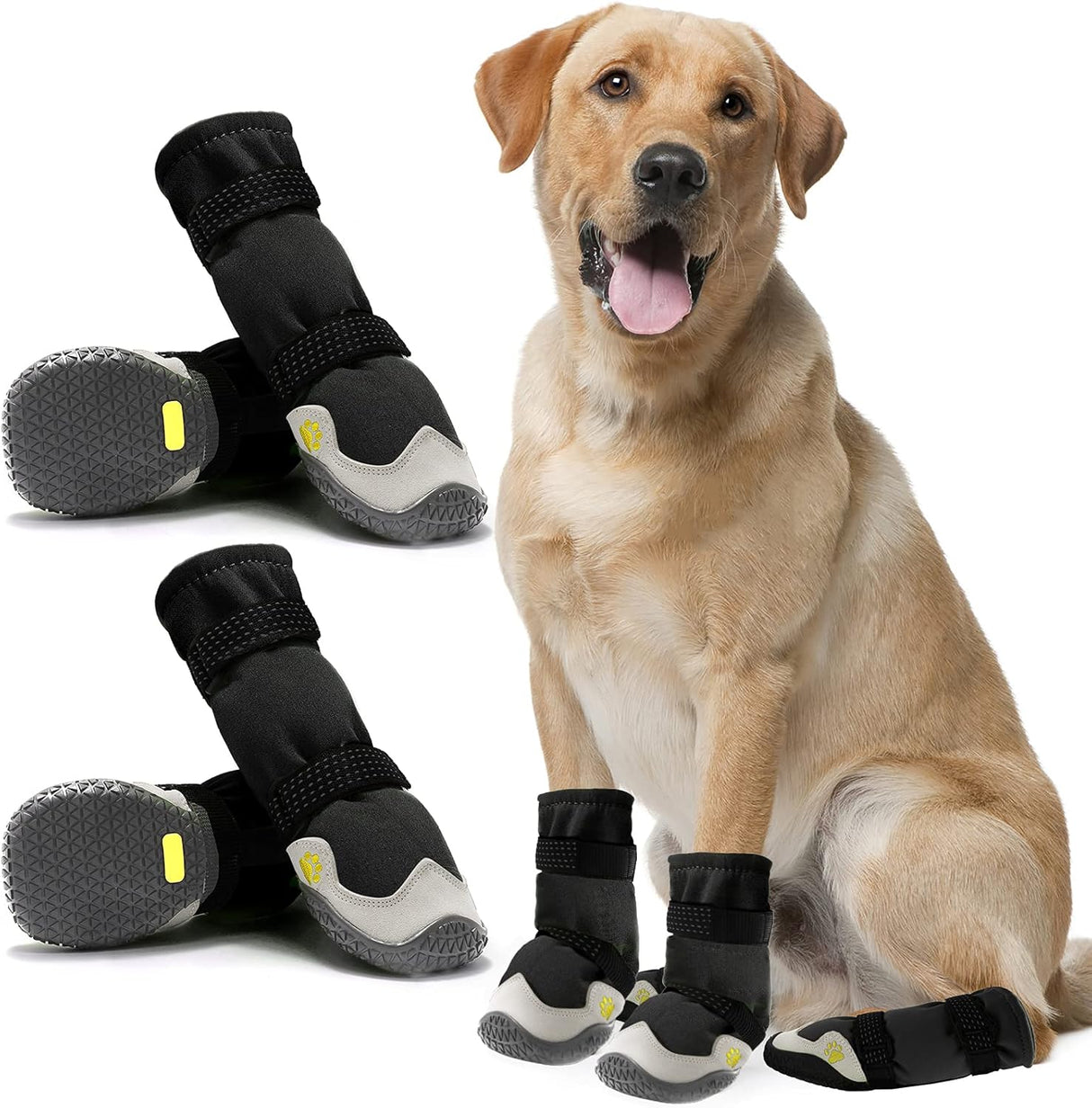 Zapatos impermeables para perros, botines para perros para pavimento caliente con suela antideslizante resistente y reflectante, zapatos para perros pequeños, medianos y grandes, 4 unidades