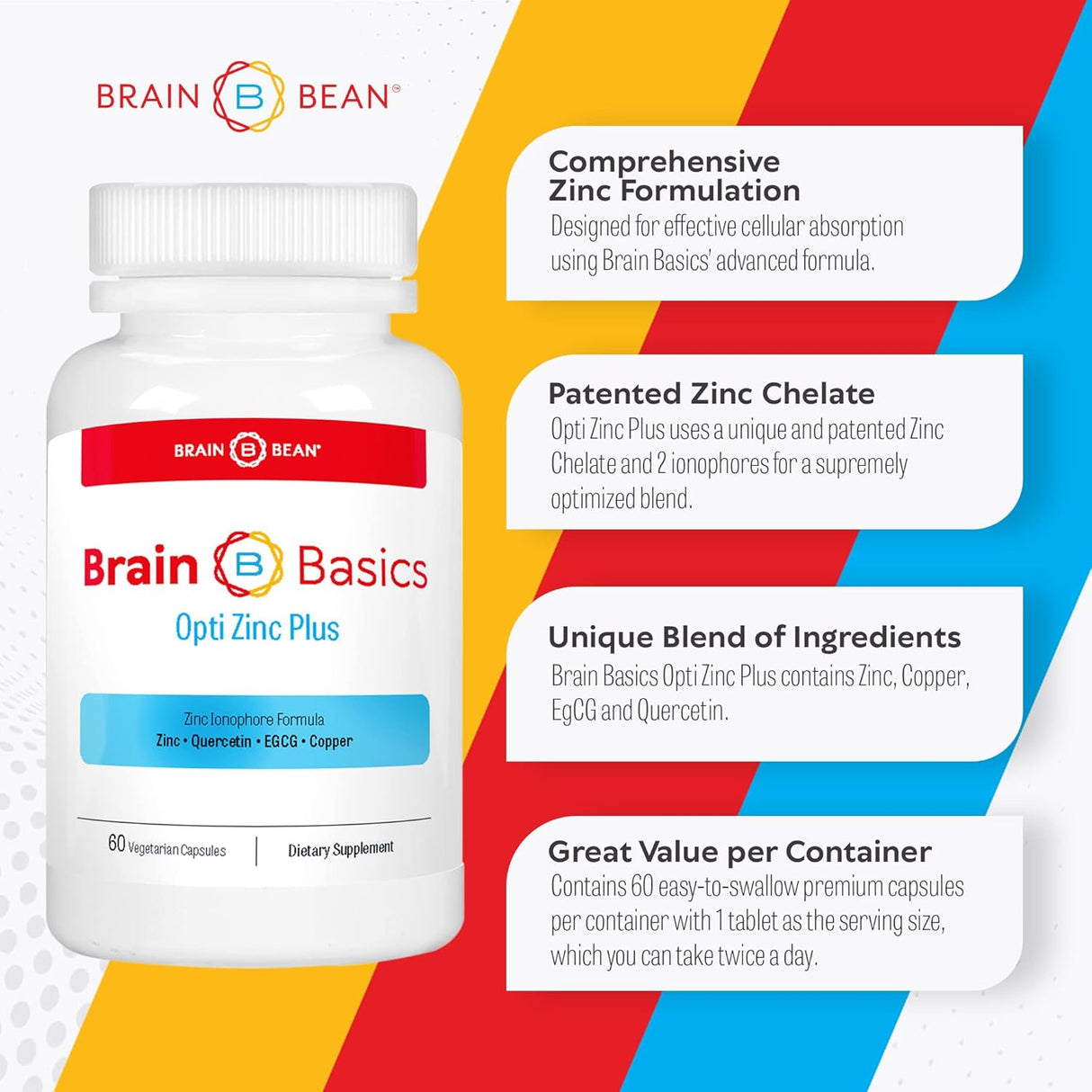 Brain Basics Opti Zinc Plus - Zinc con Quercetina, EGCG y Cobre