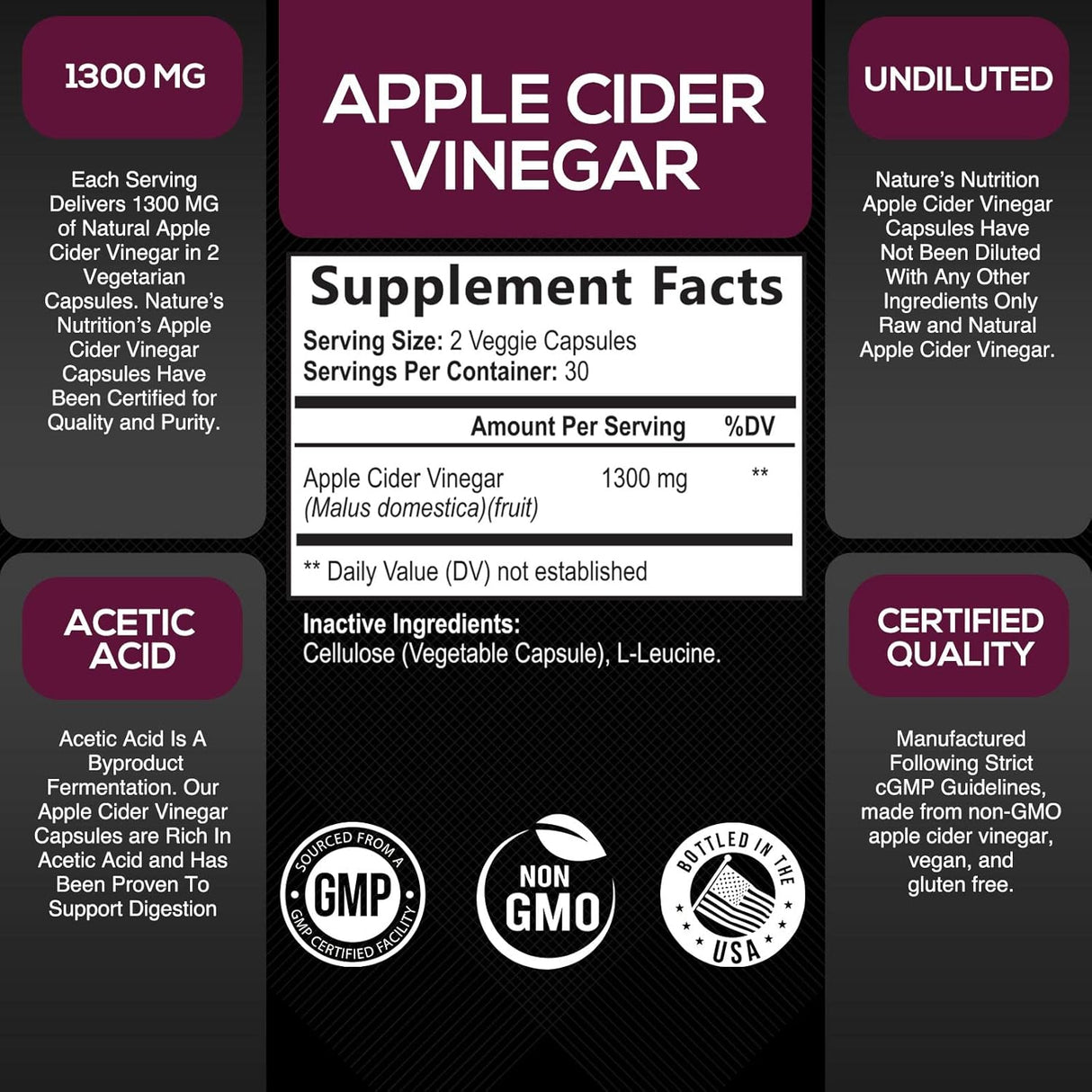 Suplementos Alimenticios Cápsulas de vinagre de sidra