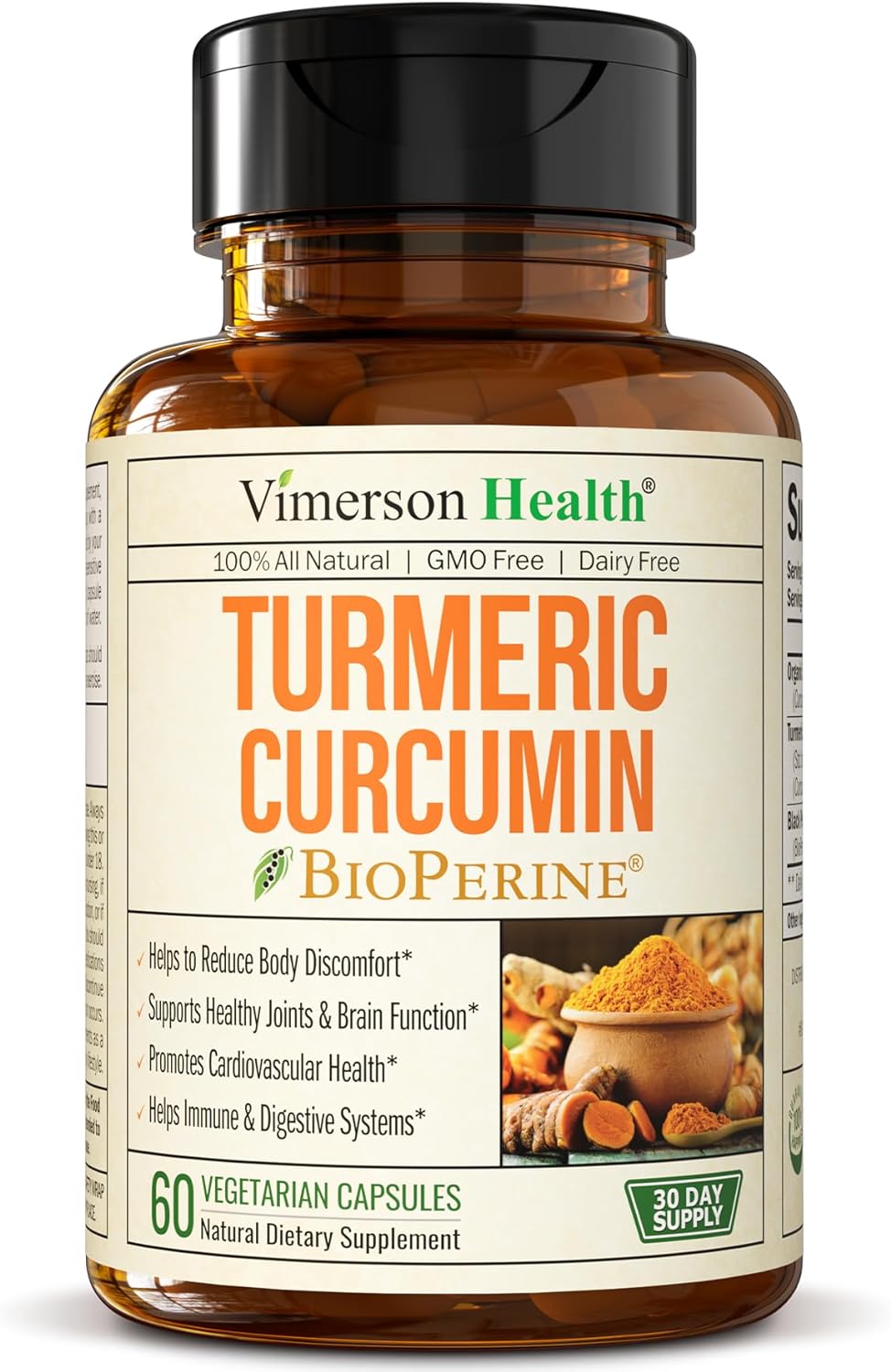 Suplemento de Cúrcuma y Bioperina Vegano para Articulaciones