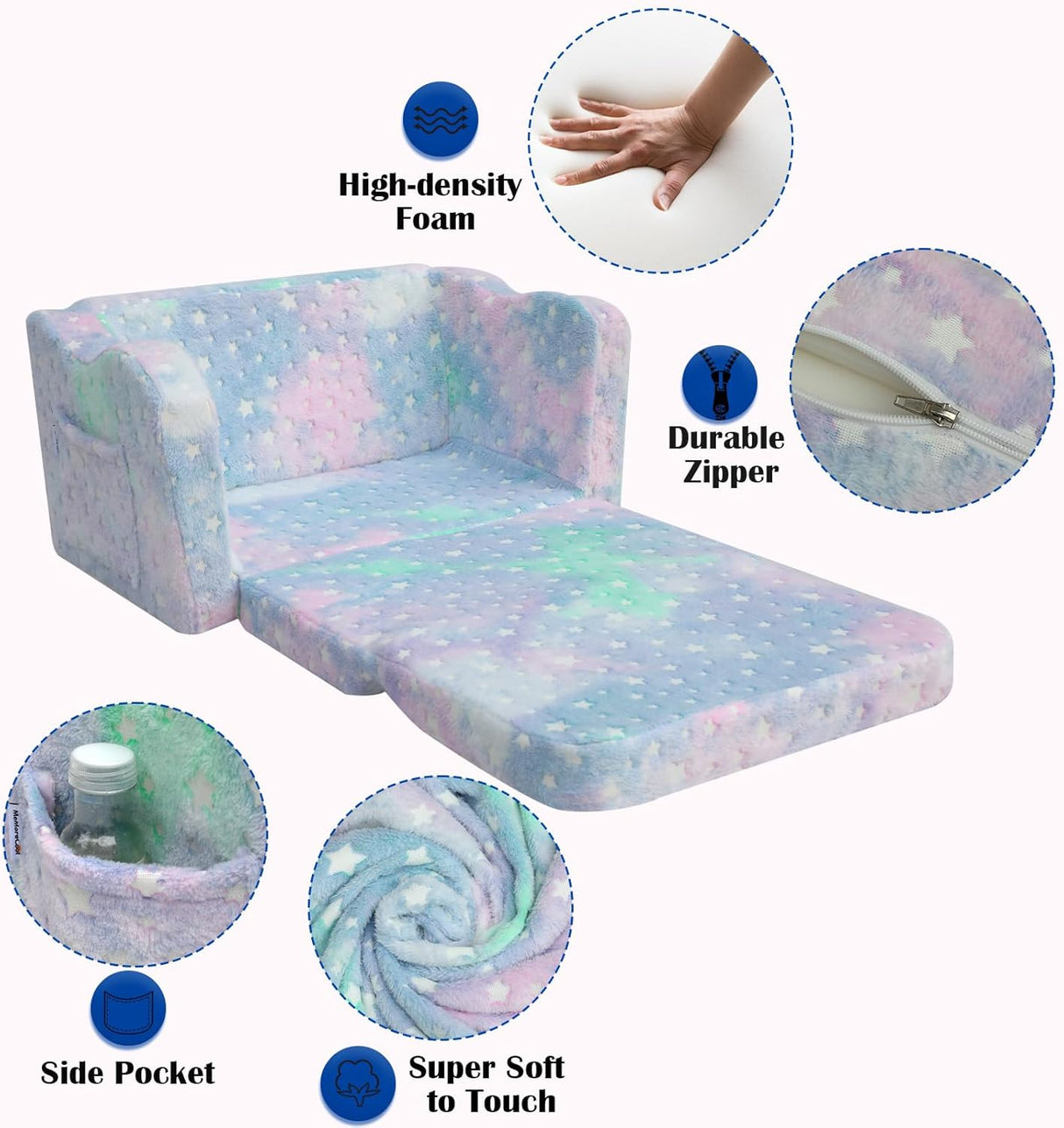 Silla de felpa suave que brilla en la oscuridad para bebés