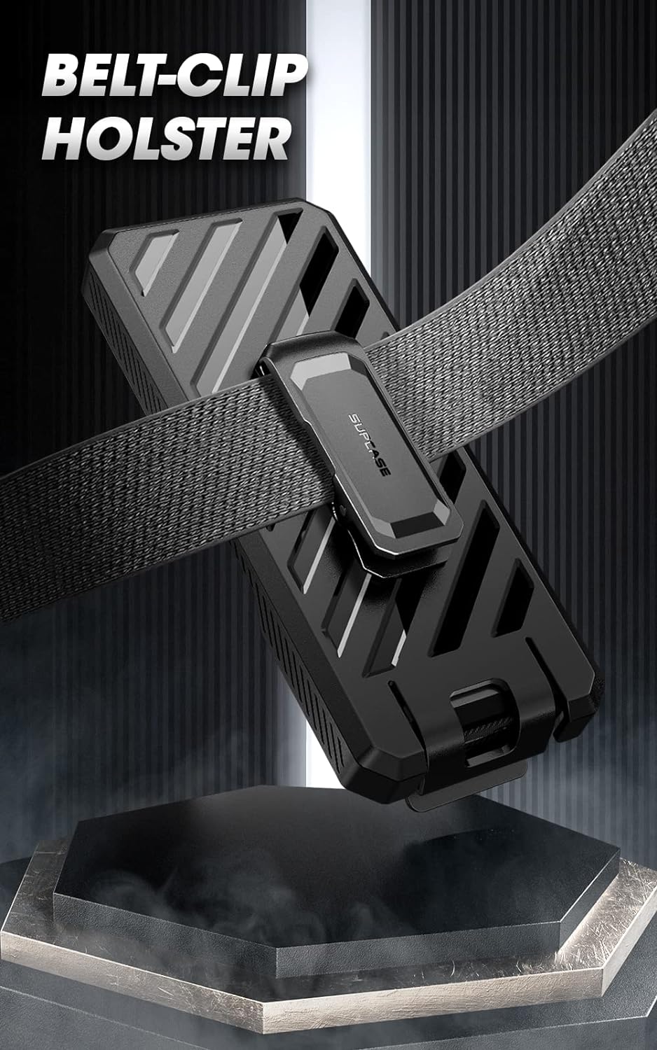 SUPCASE Unicorn Beetle - Funda protectora para Galaxy Z Fold 3 5G (2021), resistente clip para cinturón a prueba de golpes, con protector de pantalla integrado y soporte (negro)