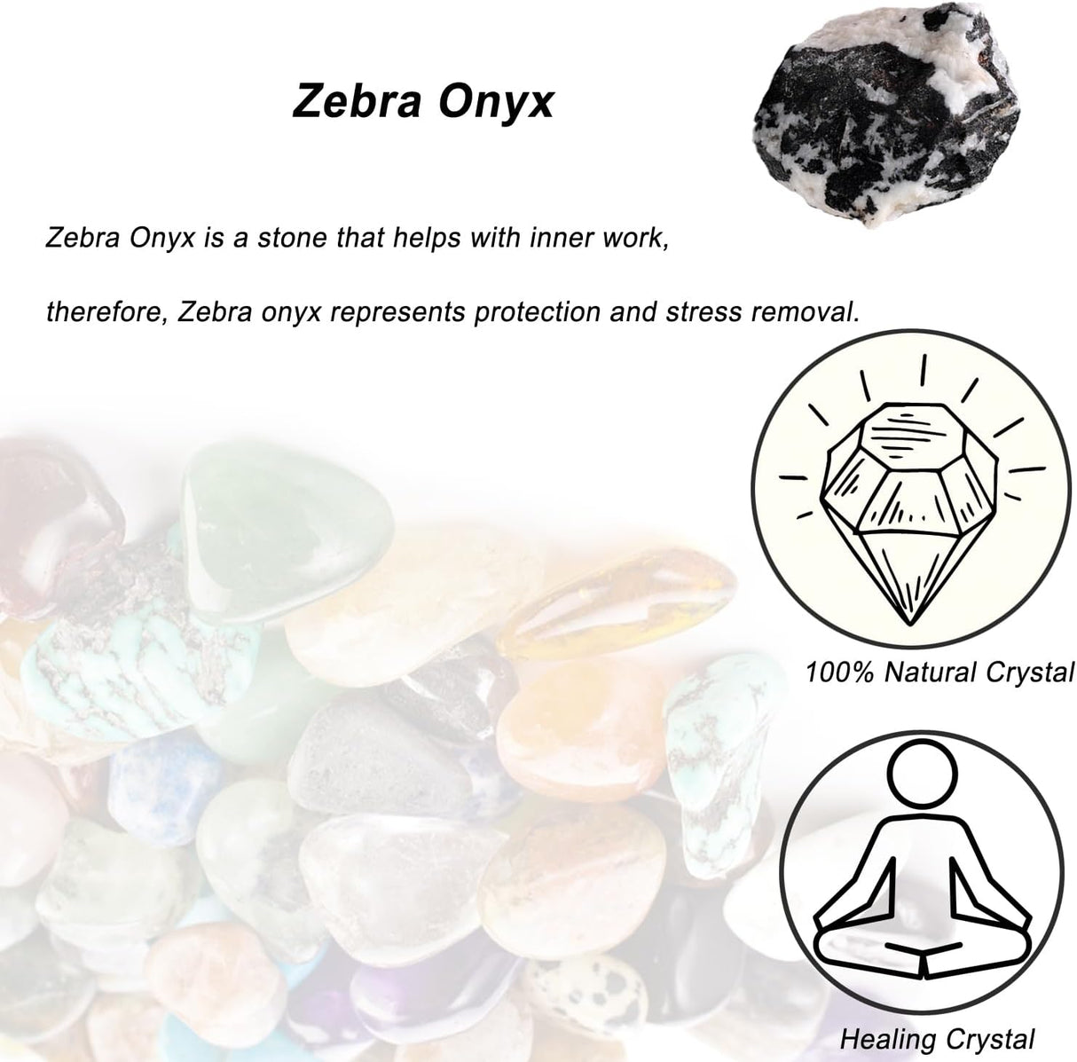 Cristales crudos de ónix de cebra, cristales curativos grandes