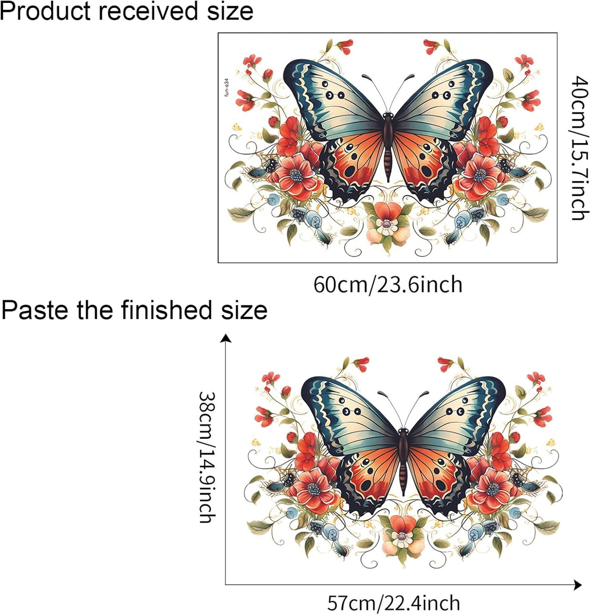 Vinilos decorativos mariposas TUOKING, removibles, modelo fun-e34