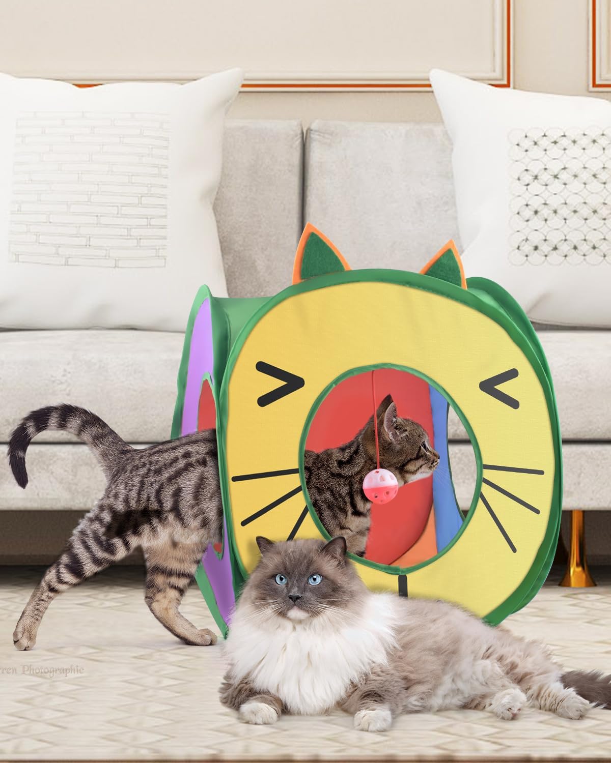 Cueva para gatos Bissap, colapsable, 3 agujeros, modelo Pop Up