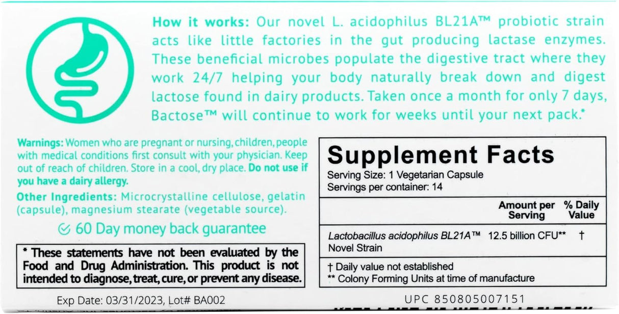 Suplemento de intolerancia a la lactosa enzimas 14 und