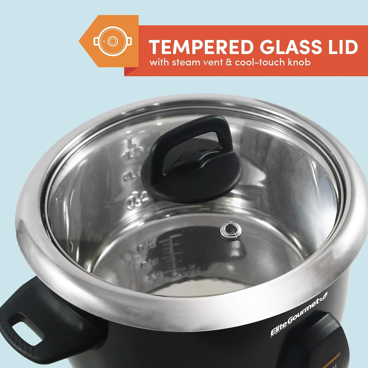 Olla Arrocera Elite Gourmet ERC2010B, 10 tazas, acero inoxidable