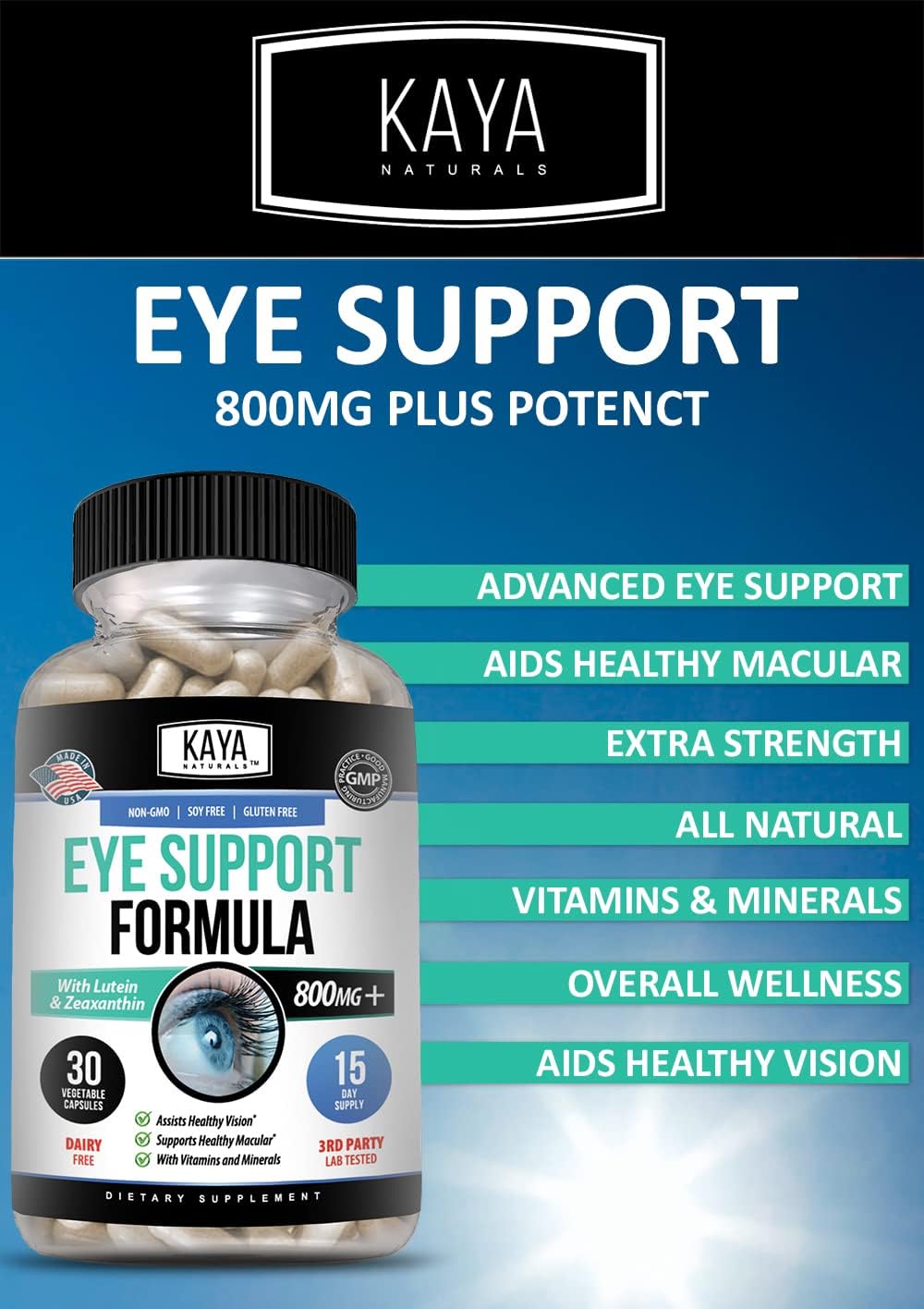 Suplemento de salud ocular luteína zeaxantina fatiga ocular