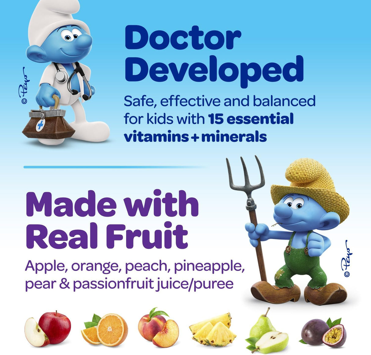 Gominolas Multivitamínicas Smurfs, 15 Vitaminas, 60 Gummies