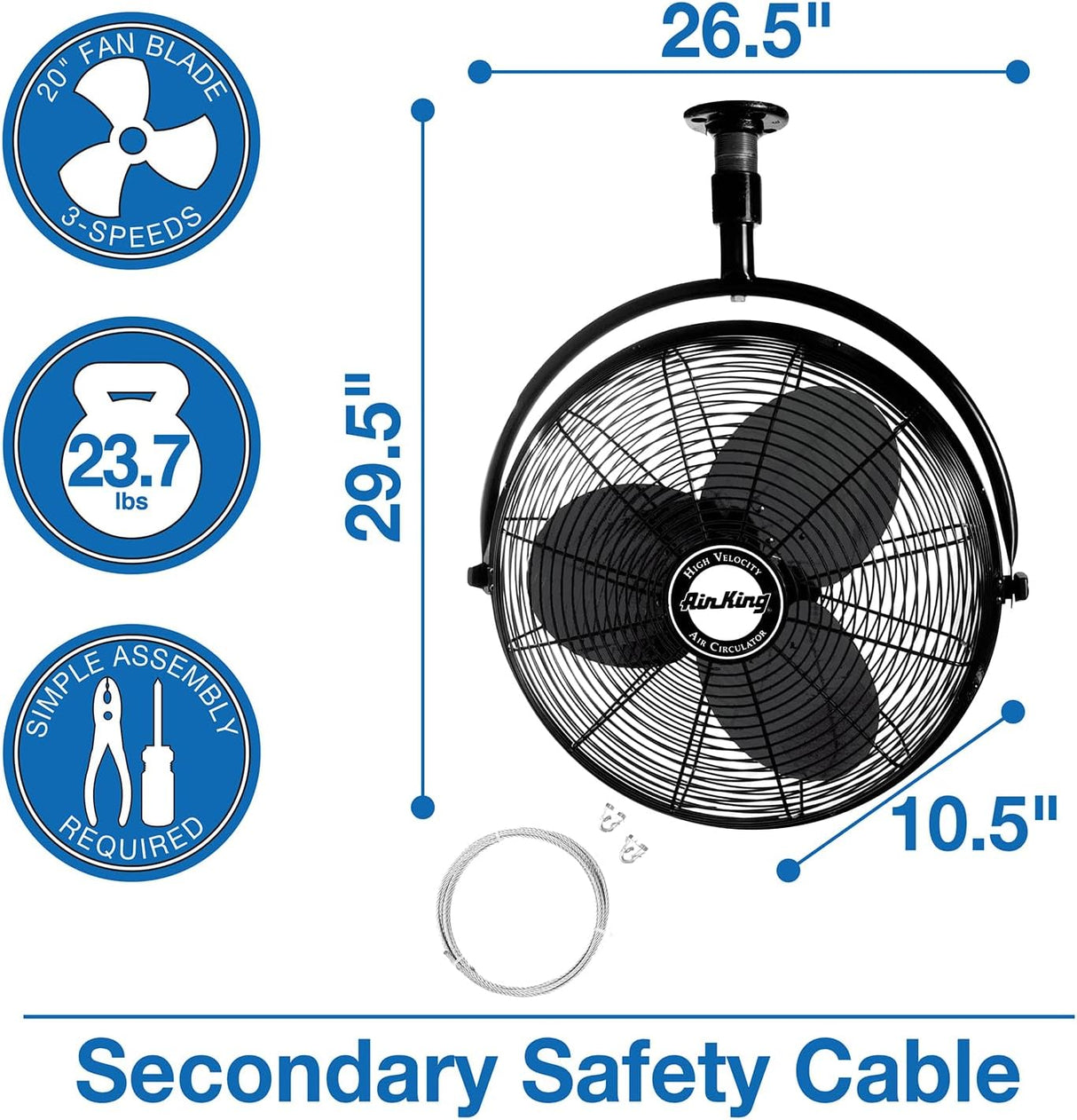 Ventilador de Techo Industrial Air King 20, 1/6 HP, 9320