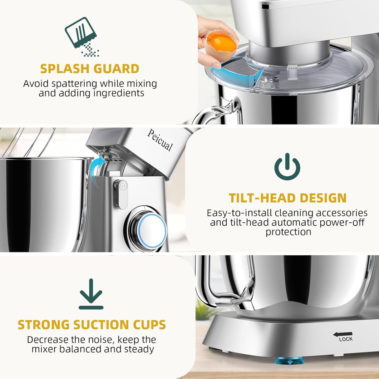 Batidora de pie 6QT, 10+P, acero inoxidable - Modelo 2023