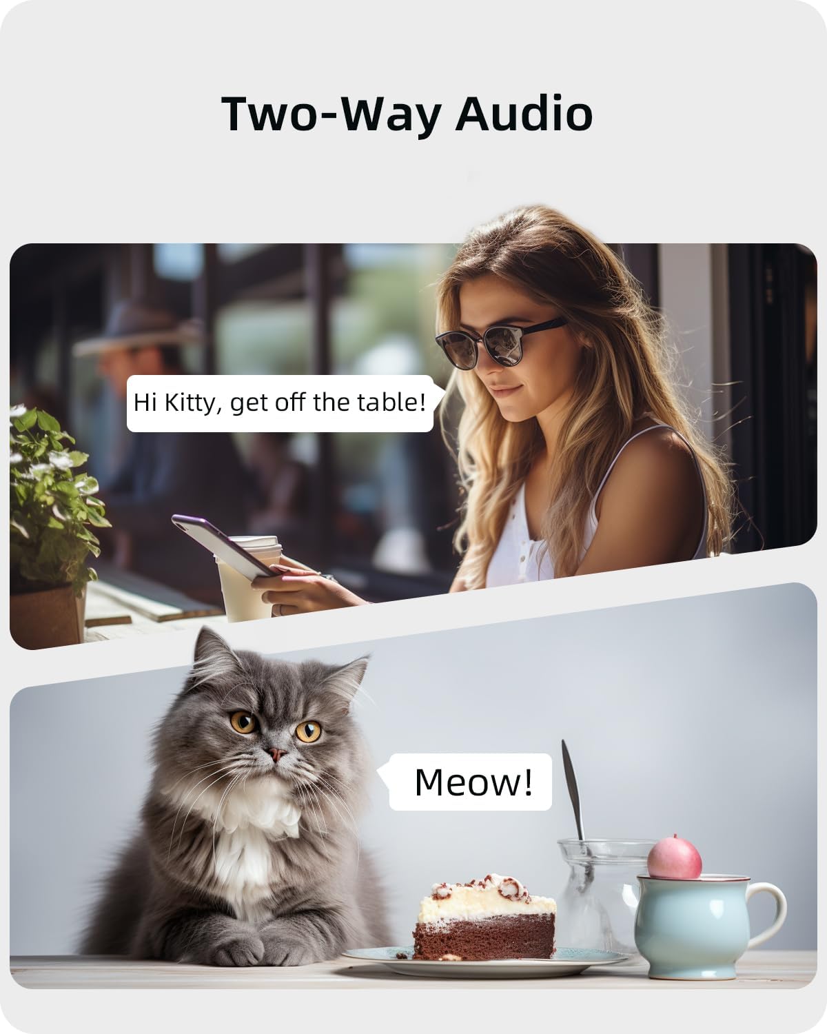 Cámara de Seguridad 2K Blurams, Monitor 360° con TF 64GB