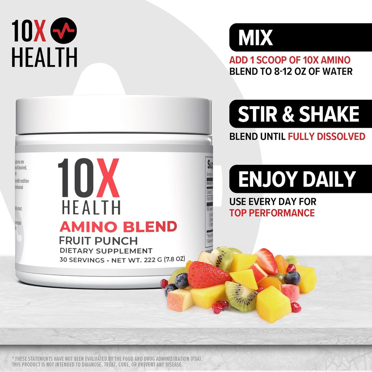 Amino Blend 10X Salud, EAA+BCAA, Energía, 30 porciones