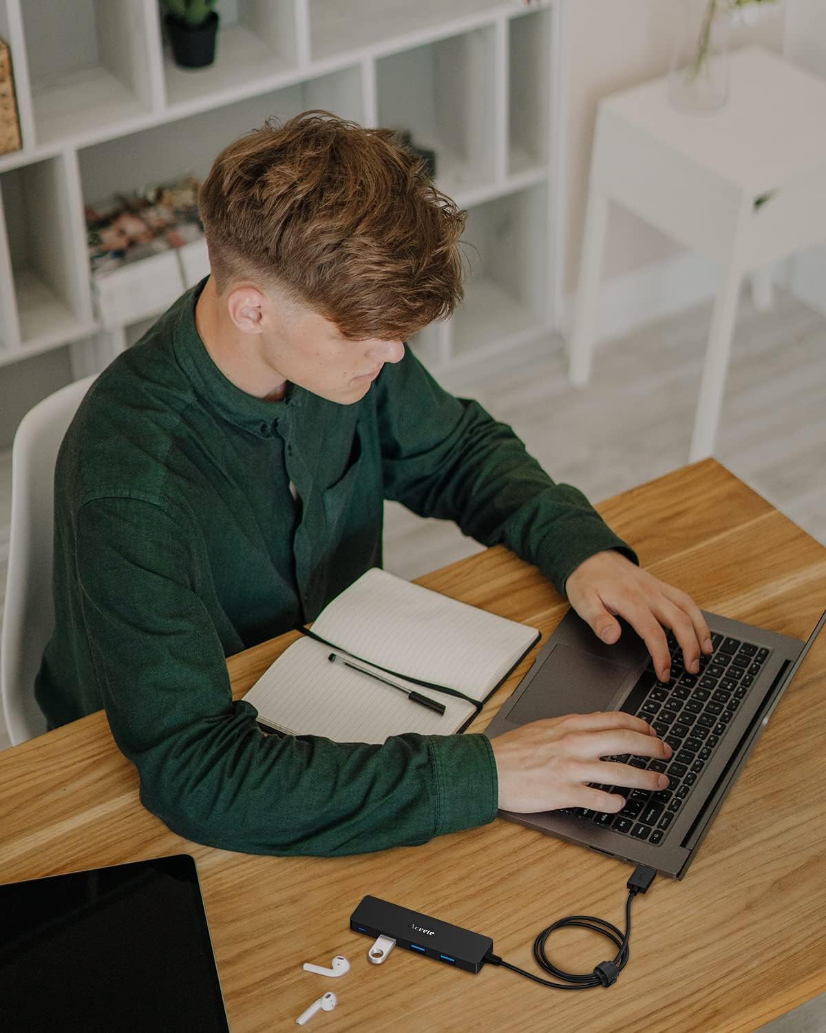 Divisor Hub USB 3.0 con cable de extensión y 4 pies de largo