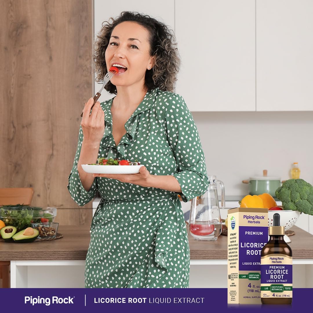 Extracto de Regaliz Piping Rock | Alcohol Libre, No GMO, 4 Oz
